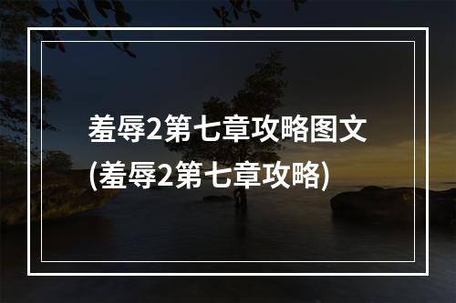 羞辱2第七章攻略图文(羞辱2第七章攻略)