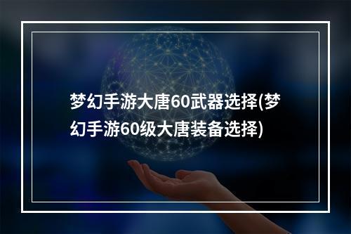 梦幻手游大唐60武器选择(梦幻手游60级大唐装备选择)