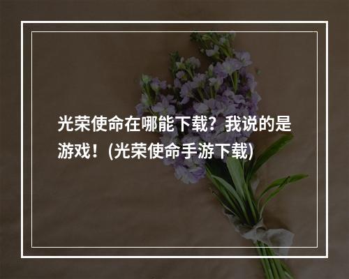 光荣使命在哪能下载？我说的是游戏！(光荣使命手游下载)