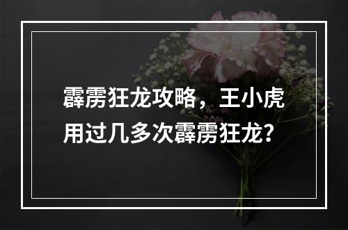 霹雳狂龙攻略，王小虎用过几多次霹雳狂龙？