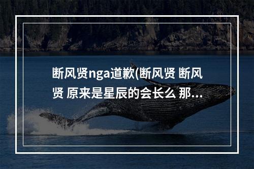 断风贤nga道歉(断风贤 断风贤 原来是星辰的会长么 那忧郁的风 是干)