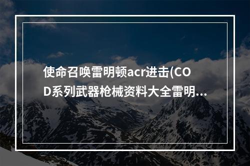 使命召唤雷明顿acr进击(COD系列武器枪械资料大全雷明顿 700 城市狙击步枪)