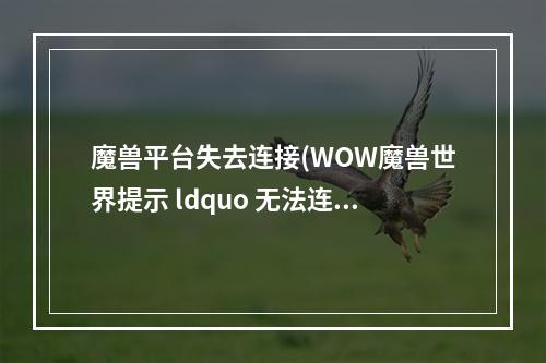 魔兽平台失去连接(WOW魔兽世界提示 ldquo 无法连接到网络数据源 rdquo 解决办法)