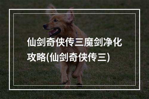 仙剑奇侠传三魔剑净化攻略(仙剑奇侠传三)