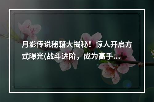 月影传说秘籍大揭秘！惊人开启方式曝光(战斗进阶，成为高手必备)