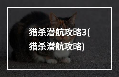 猎杀潜航攻略3(猎杀潜航攻略)