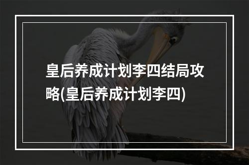 皇后养成计划李四结局攻略(皇后养成计划李四)