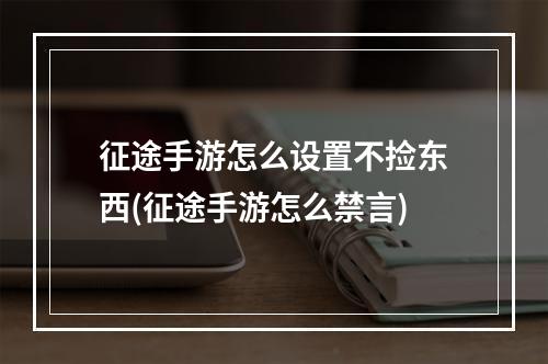 征途手游怎么设置不捡东西(征途手游怎么禁言)