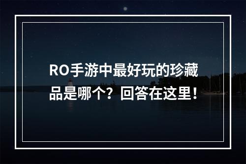 RO手游中最好玩的珍藏品是哪个？回答在这里！