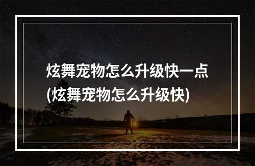 炫舞宠物怎么升级快一点(炫舞宠物怎么升级快)