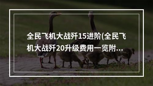 全民飞机大战歼15进阶(全民飞机大战歼20升级费用一览附新战机满级属性)