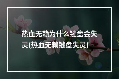 热血无赖为什么键盘会失灵(热血无赖键盘失灵)