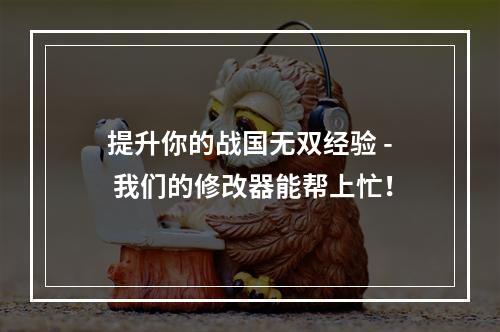 提升你的战国无双经验 - 我们的修改器能帮上忙！