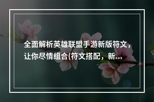 全面解析英雄联盟手游新版符文，让你尽情组合(符文搭配，新版符文解析)