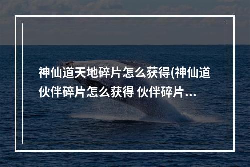 神仙道天地碎片怎么获得(神仙道伙伴碎片怎么获得 伙伴碎片获取方法大全  )