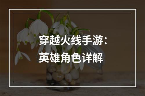 穿越火线手游：英雄角色详解