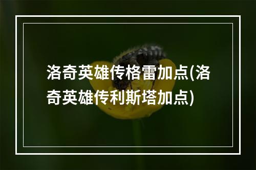 洛奇英雄传格雷加点(洛奇英雄传利斯塔加点)