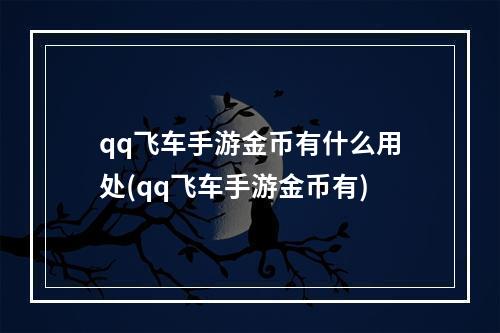 qq飞车手游金币有什么用处(qq飞车手游金币有)