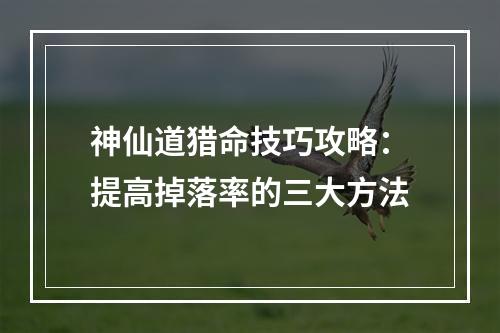 神仙道猎命技巧攻略：提高掉落率的三大方法