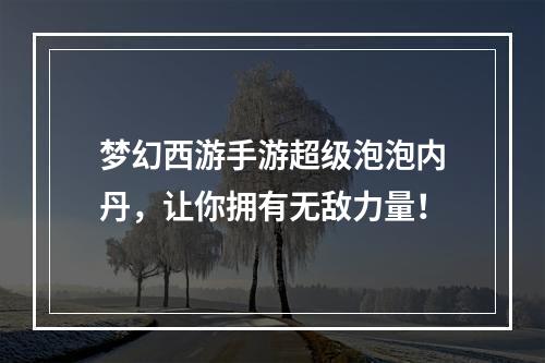 梦幻西游手游超级泡泡内丹，让你拥有无敌力量！