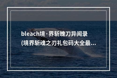 bleach境·界斩魄刀异闻录(境界斩魂之刃礼包码大全最新礼包兑换码汇总)