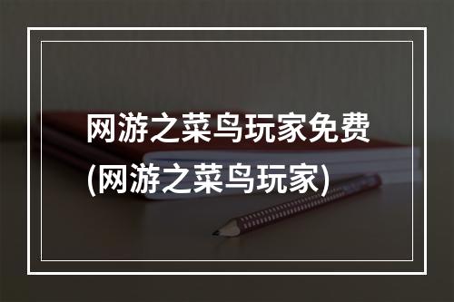 网游之菜鸟玩家免费(网游之菜鸟玩家)