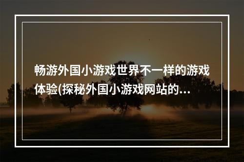 畅游外国小游戏世界不一样的游戏体验(探秘外国小游戏网站的魅力)