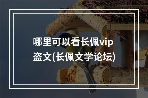 哪里可以看长佩vip盗文(长佩文学论坛)