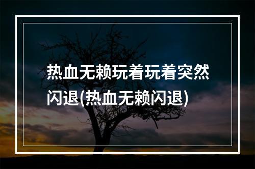 热血无赖玩着玩着突然闪退(热血无赖闪退)