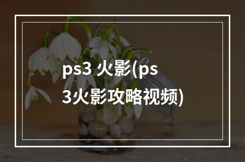 ps3 火影(ps3火影攻略视频)