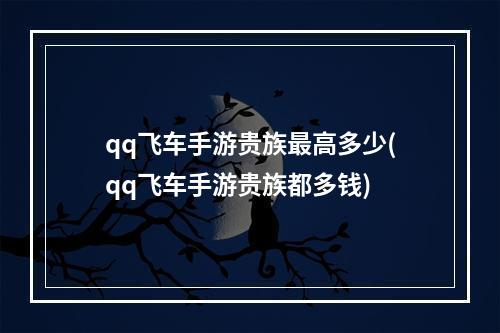 qq飞车手游贵族最高多少(qq飞车手游贵族都多钱)