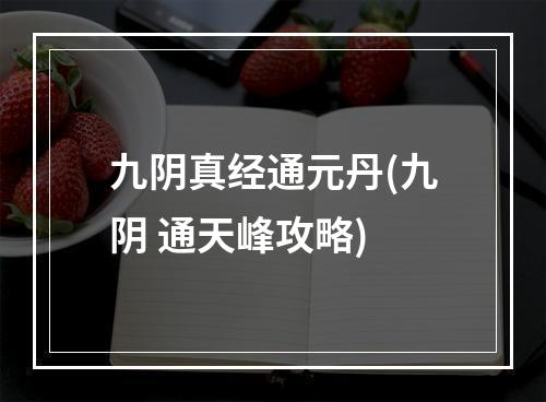 九阴真经通元丹(九阴 通天峰攻略)