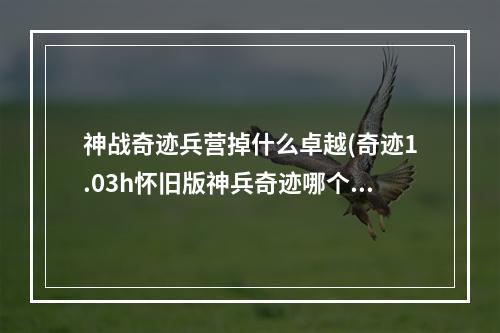 神战奇迹兵营掉什么卓越(奇迹1.03h怀旧版神兵奇迹哪个职业厉害最强平民职业推荐)