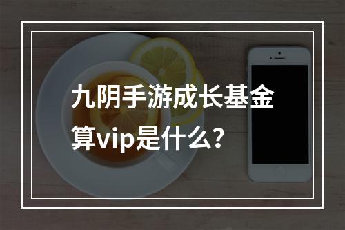 九阴手游成长基金算vip是什么？