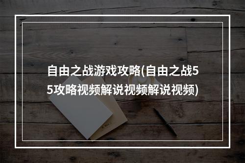 自由之战游戏攻略(自由之战55攻略视频解说视频解说视频)