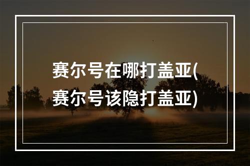 赛尔号在哪打盖亚(赛尔号该隐打盖亚)