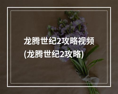 龙腾世纪2攻略视频(龙腾世纪2攻略)