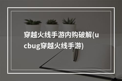 穿越火线手游内购破解(ucbug穿越火线手游)