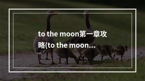 to the moon第一章攻略(to the moon ios 攻略)