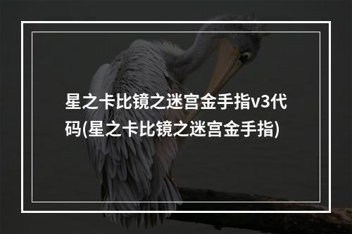 星之卡比镜之迷宫金手指v3代码(星之卡比镜之迷宫金手指)