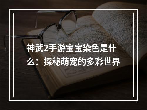 神武2手游宝宝染色是什么：探秘萌宠的多彩世界