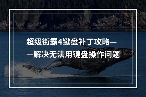 超级街霸4键盘补丁攻略——解决无法用键盘操作问题