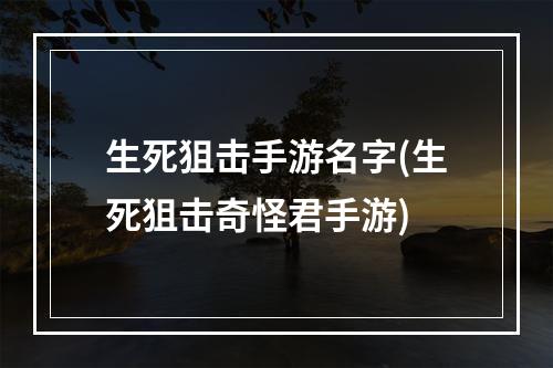 生死狙击手游名字(生死狙击奇怪君手游)