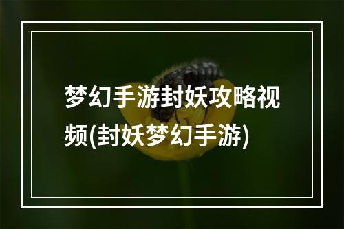 梦幻手游封妖攻略视频(封妖梦幻手游)