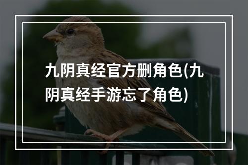 九阴真经官方删角色(九阴真经手游忘了角色)