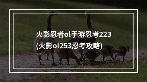 火影忍者ol手游忍考223(火影ol253忍考攻略)