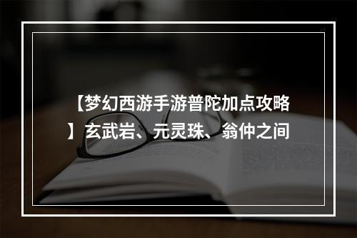 【梦幻西游手游普陀加点攻略】玄武岩、元灵珠、翁仲之间