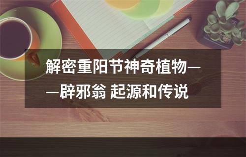 解密重阳节神奇植物——辟邪翁 起源和传说