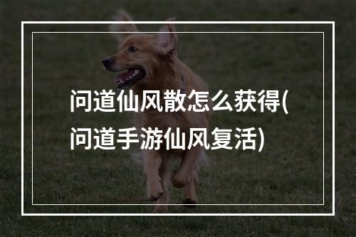 问道仙风散怎么获得(问道手游仙风复活)