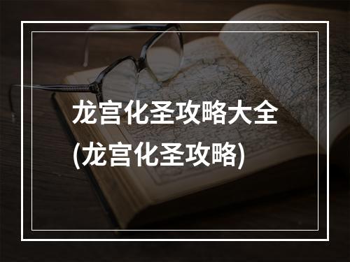 龙宫化圣攻略大全(龙宫化圣攻略)